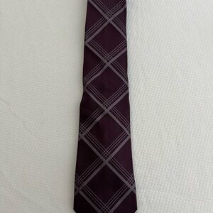 Burberry Dark Purple and Gray Checkered Tie